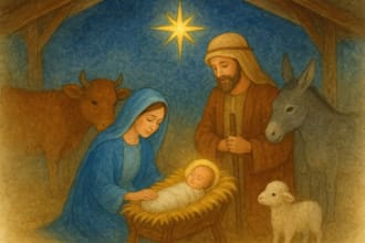 christmas children book illustration, bible illustration