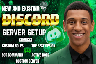 setup new or existing custom discord server, discord bot, discord logo, twitch
