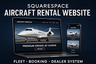 build professional squarespace aviation aircraft dealer website with bookings