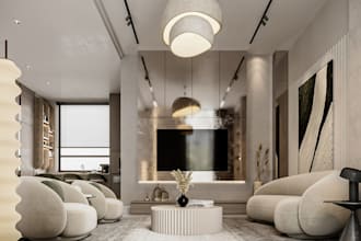 restyle loft apartment, cozy living room interior, dinning set, 3d space layout