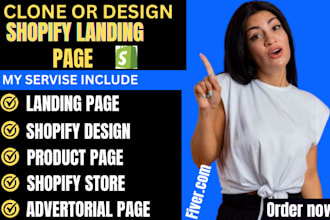clone or design shopify landing page with pagefly, replo, gempages