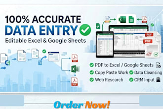 convert pdf to excel, google sheets, csv with editable spreadsheet data entry