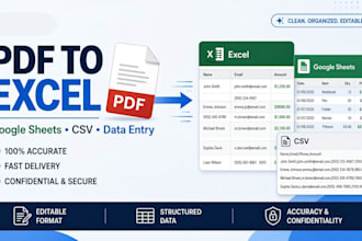convert pdf to excel, google sheets, csv with editable spreadsheet data entry
