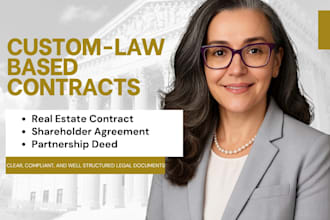 draft real estate contract, shareholder agreement, and partnership deed