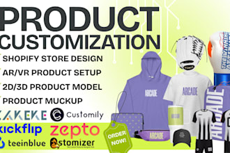 setup 2d 3d shopify zakeke customily teeinblue kickflip product configurator pod