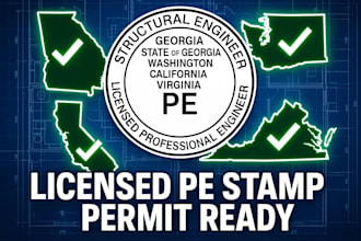 licensed structural engineer stamp for georgia, washington, california, virginia