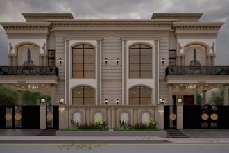 rebuild 3d luxury villa rendering,chalet house,real estate building,parking lot