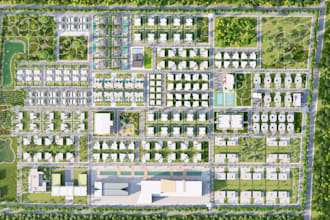 3d masterplan design, landscape design for cottage, camping resort
