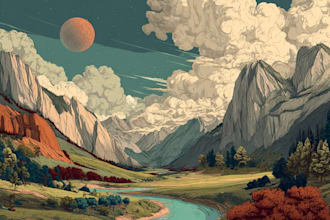 draw building, house, landscape into vector art illustration