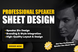 design a professional speaker on sheet and media kit for author and coaches