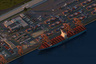 do 3d terminal design, 3d industrial port, harbour, 3d terminal seaport