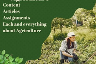 write SEO optimized agriculture articles, crop guides, and farming content