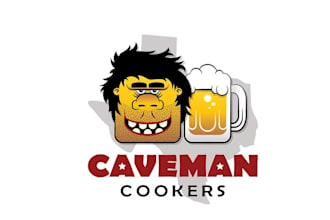 design beautiful mascot caveman cookers logo