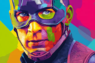 illustrate a superhero pop art portraits