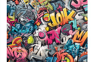 manually design graffiti street art canvas