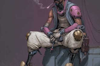 create a illustration of futuristic cyberpunk art