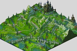hand drawn fantasy rpg dnd world map, battle map, campaign map, vector city map
