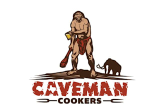design attractive caveman cookers mascot logo