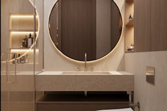 modern bathroom interior design and 3d rendering