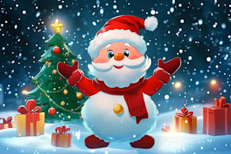 create personalized cute christmas cartoon character with festive cheer