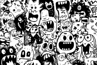 draw line art hand drawn doodle illustration, icons