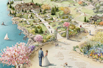 create a custom wedding map watercolor style
