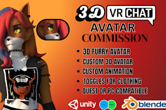 create quality furry avatar, vrchat avatar, vtuber, 3d model, vseeface, vrm