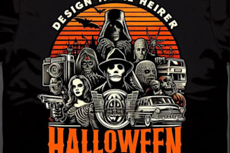 design retro t shirt movie horror halloween logo