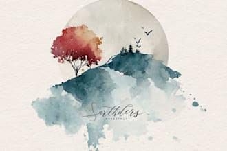 design signature watercolor logo and branding kit