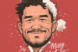 make an unique christmas cartoon caricature