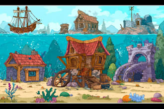 design 2d backgrounds and game assets