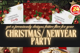 design christmas, new year, santa, dj, summer, birthday,party flyers and posters