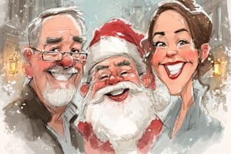 draw christmas cartoon caricature