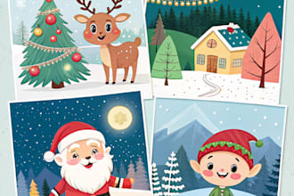 create cute christmas cards and illustrations