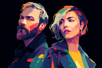 do a couple from your portrait into a vector cartoon