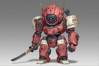 design robots and concept art of futuristic mecha
