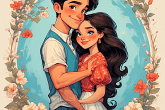 draw couple portrait illustration from photo