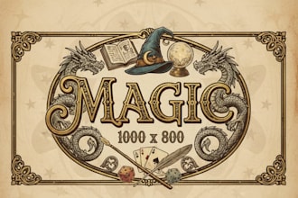 design a vintage magic logo with mystical and enchanted details