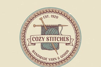 design a vintage knitting logo
