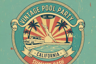 design a vintage pool party logo