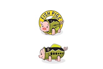 design professional classic logo for fish pigs