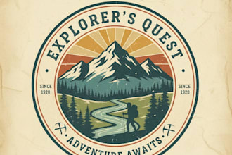 design a vintage hiking logo