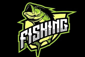 create a unique mascot fishing logo for your brand
