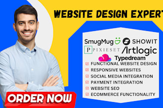 design custom website on smugmug typedream pixieset artlogic showit and weblium