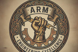design a vintage arm logo
