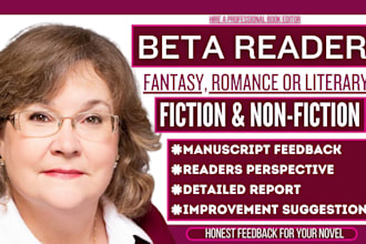 beta read fantasy romance thriller psychology or literary fiction novel
