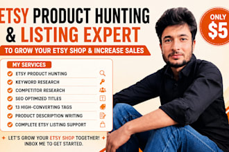 do etsy product hunting and product listing
