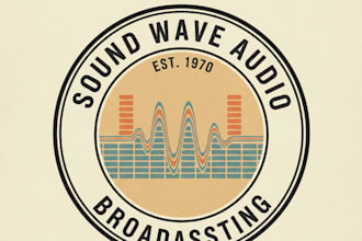design a unique vintage sound wave logo for your brand