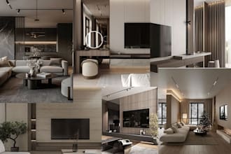 create custom realistic 3d apartment interior rendering