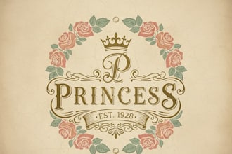 design a unique vintage princess logo for your brand